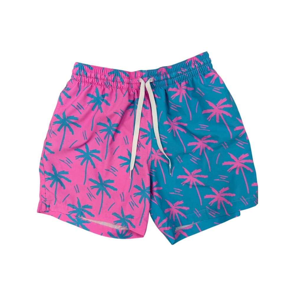 Chubbies Swim Trunks Mens Small Pink Blue Palm Tree Print 5.5" Inseam